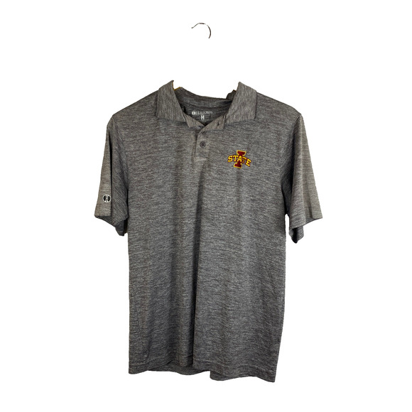 Iowa State Polo Shirt Sz Medium Holloway Heather Gray Embroidered Cyclones - Picture 1 of 7